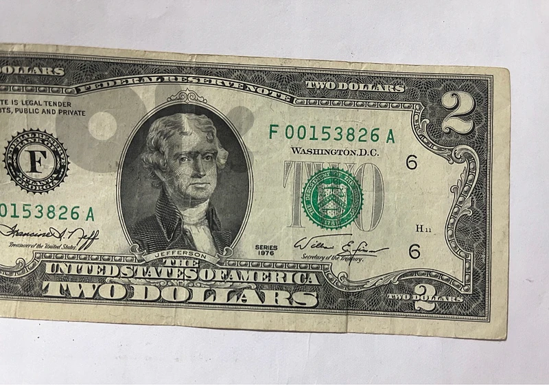 two dollars bill F00153826 A 1976 A