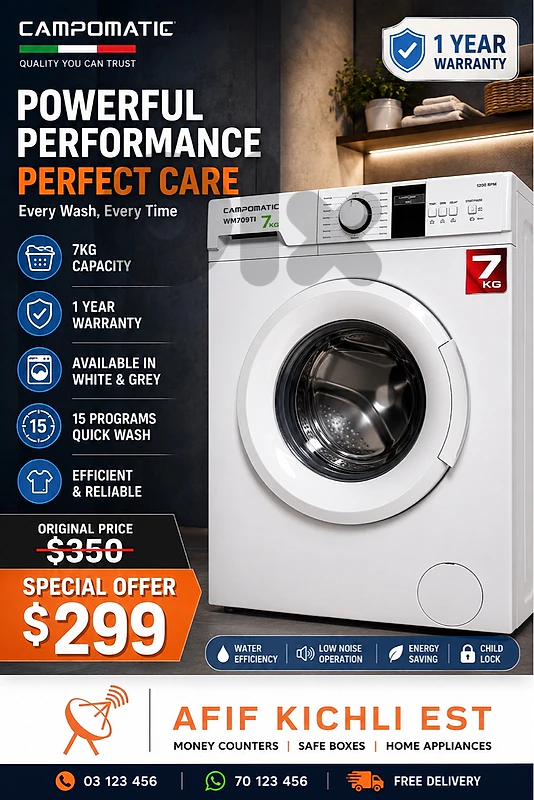Campomatic Samsung 7kg Washing Machine غسالة كفالة شركة