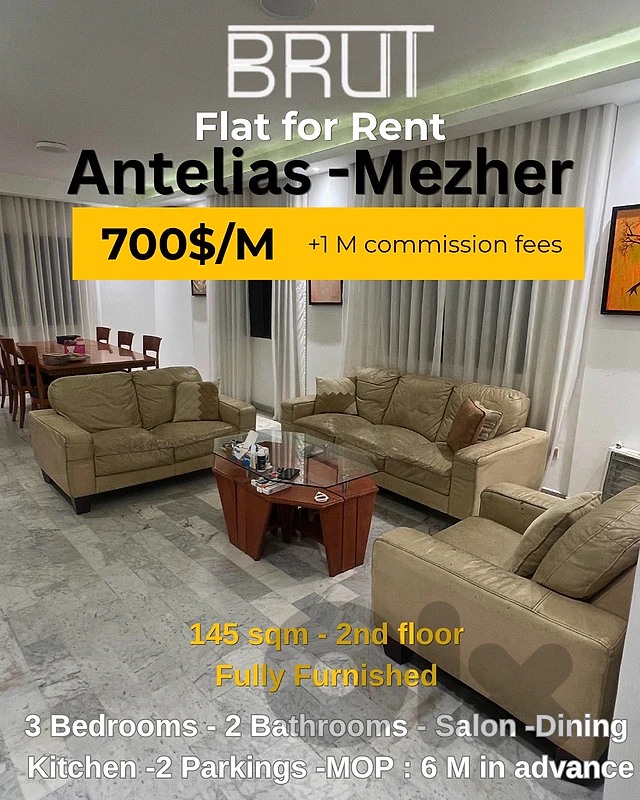 145 Fully furnished apartment for Rent in Antelias Mezher