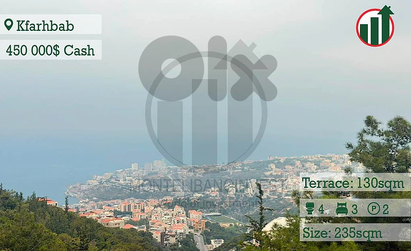 Brand New Apartment For Sale In Kfarhbab with  Private Terrace !!