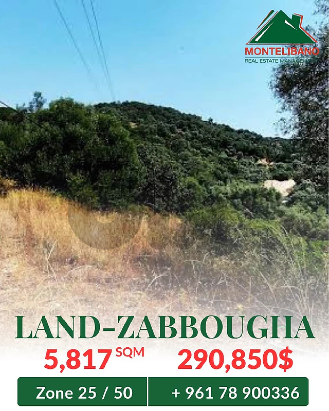 5,817 sqm Land For Sale in Zabbougha زبّوغة