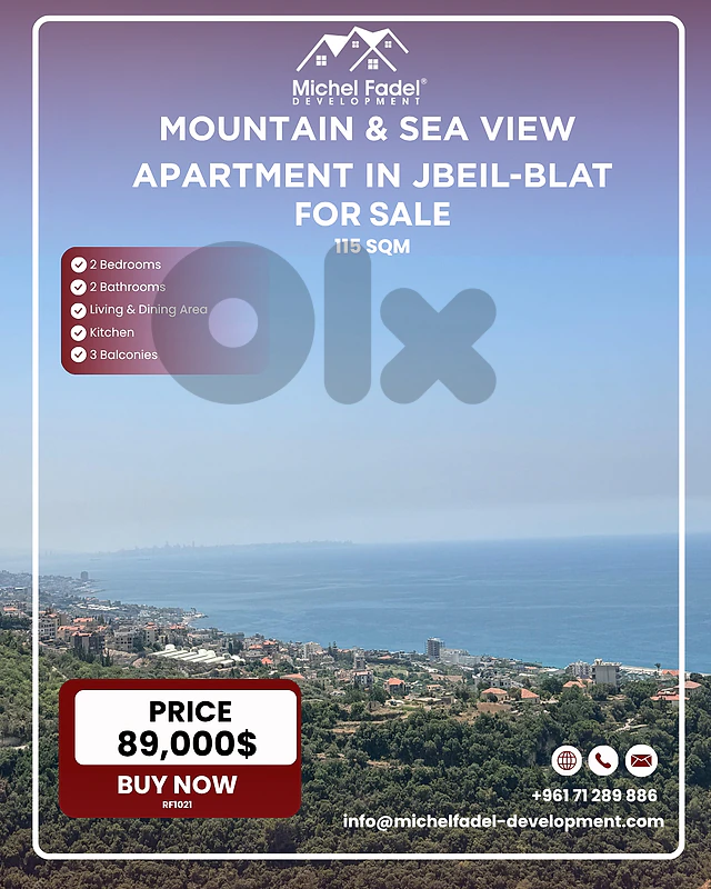 RF1021-Mountain & Sea View Apt for Sale in Jbeil-Blat