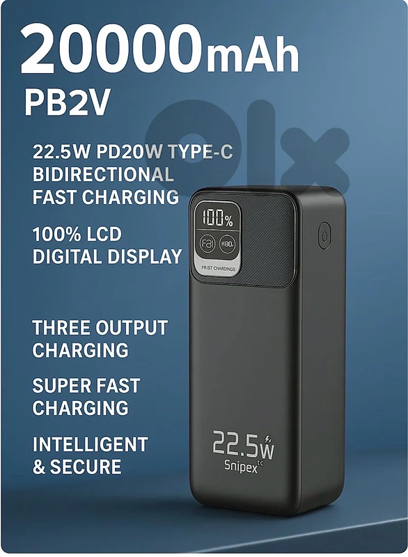 🔋 Slim & Fast-Charging Power Bank | 20,000mAh | 22.5W | Screen