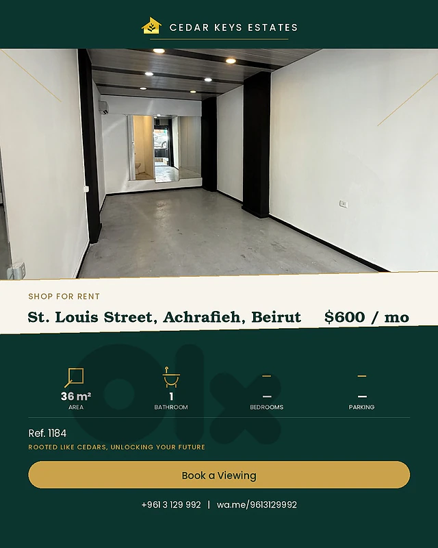 Shop For Rent — St. Louis Street, Achrafieh, Beirut | Ref. 1184