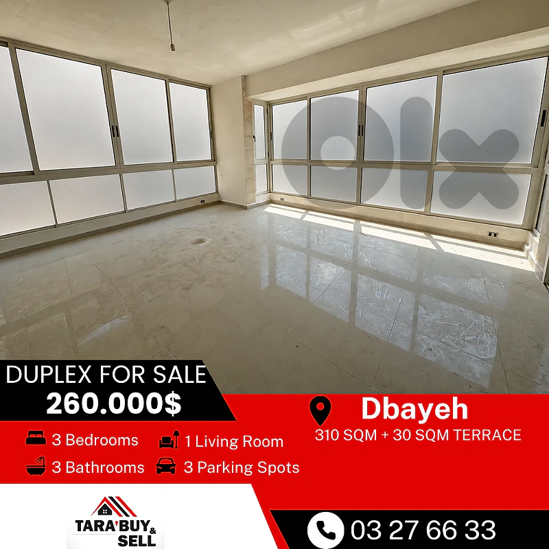 Duplex 310m+30m terrace for sale in Dbayeh