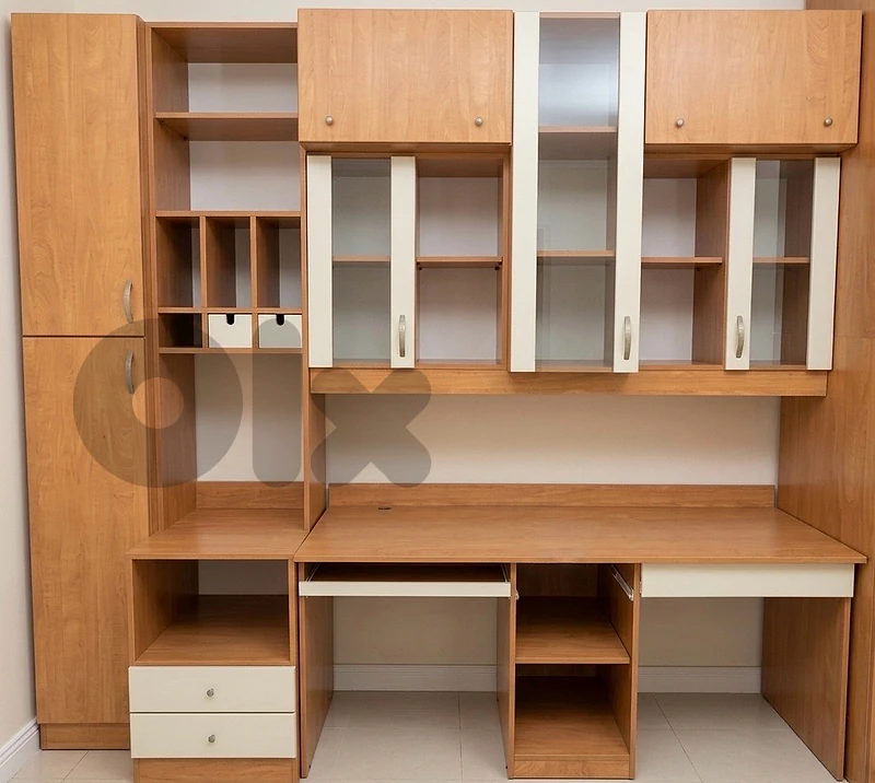 Complete Wooden Study Desk with Storage Cabinets