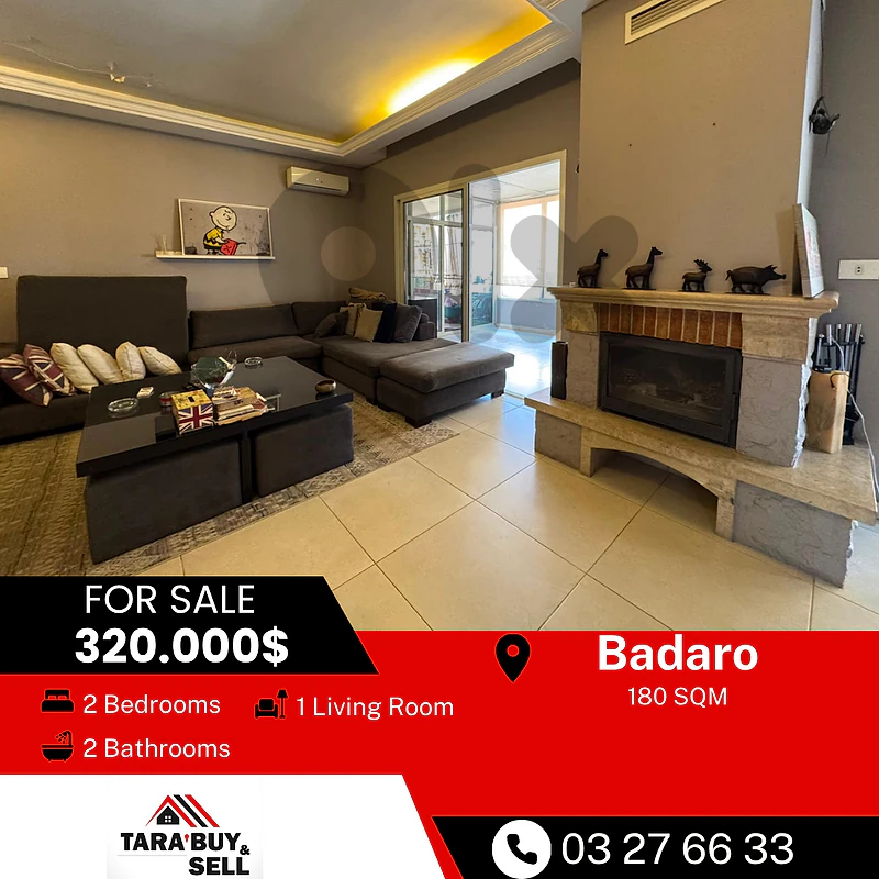 Apartment 180m for sale in Badaroشقة 180م للبيع في بدارو