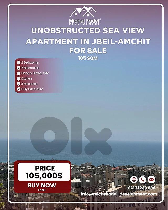 RF1022-Unobstructed Sea View Apartment for Sale in Jbeil - Amchit
