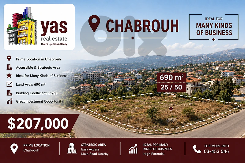 Chabrouh 690m2 | Land | Coeff 25/50 | Prime location | HN Chabrouh 690m2 | Land | Coeff 25/50 | Prime location | HN
