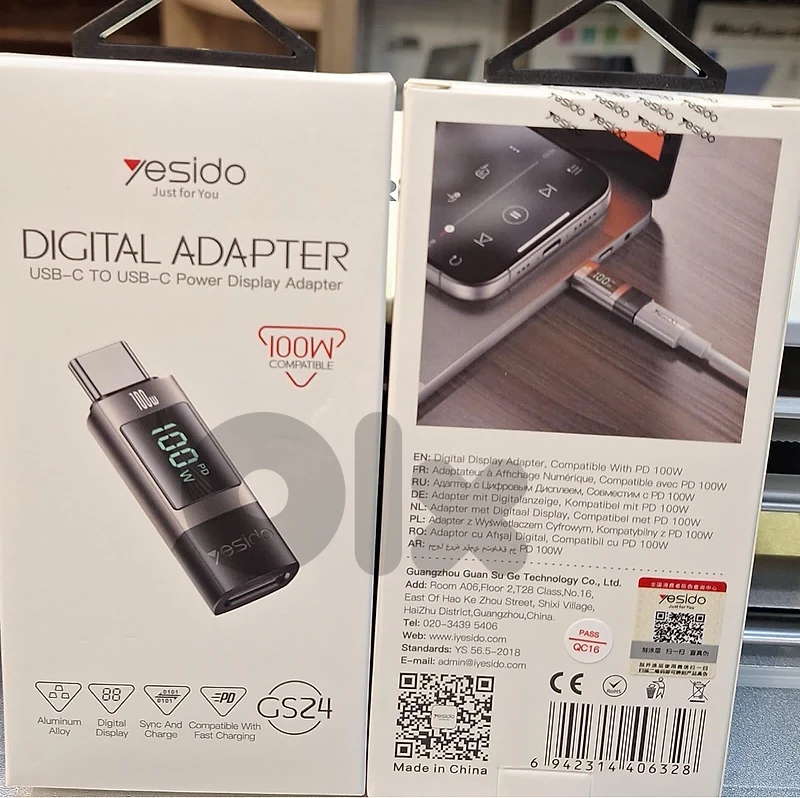 YESIDO DIGITAL ADAPTER USB-C TO USB-C POWER DISPLAY ADAPTER 100W