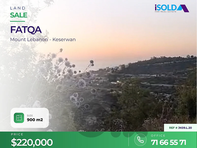 A 900 m2 land for sale in Fatqa, Keserwan