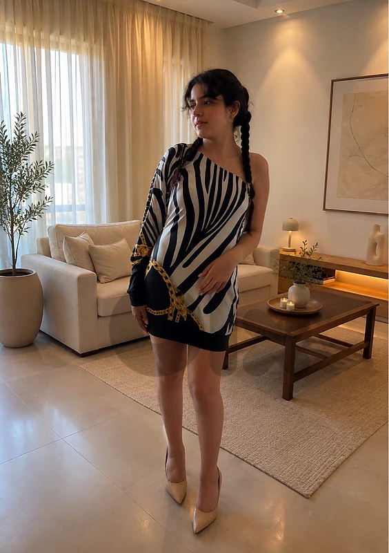 mini dress one shoulder design