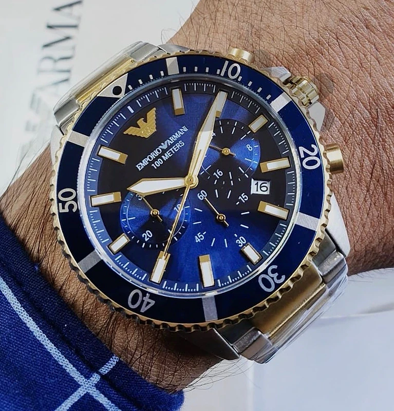 Brand New Emporio Armani Gold and Blue watch