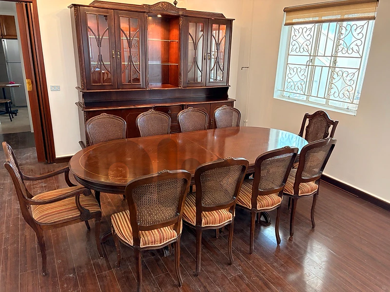 dressoir and dining table and chairs