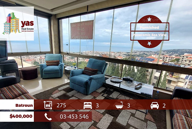 Batroun 275m2 | Furnished | Sea View |  Luxury | Prime Location | HS