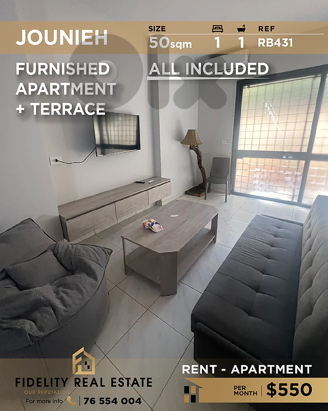 Apartment for rent in Jounieh RB431 شقة للإيجار في جونيه
