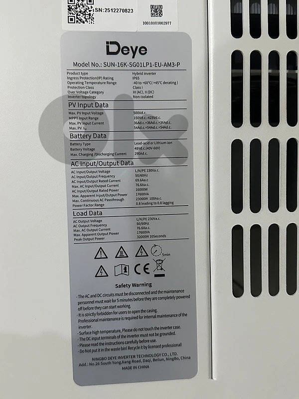 inverter deye 16k manophase