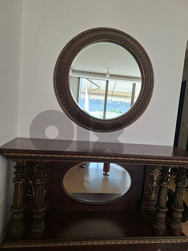 Console with large mirror