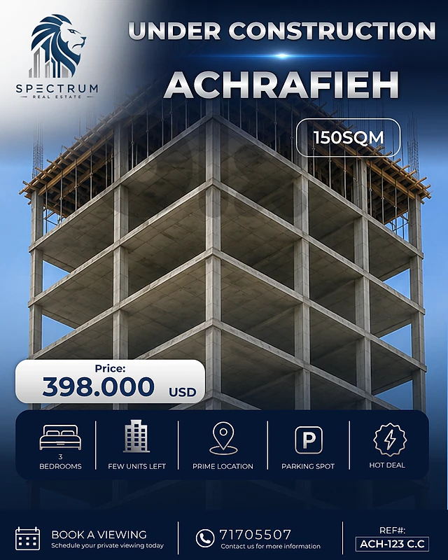 PROJECT UNDER CONSTRUCTION IN ACHRAFIEH | 150SQ | 3 BEDS | ACH-123 C.C