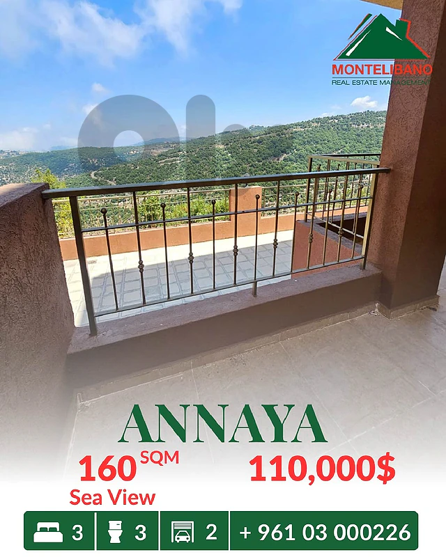 160 sqm Apartment For Sale in Annaya عنَايا with Sea View