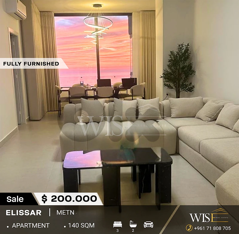 🏡 Fully Furnished & Equipped 140 SQM Apartment for SALE in Elissar!