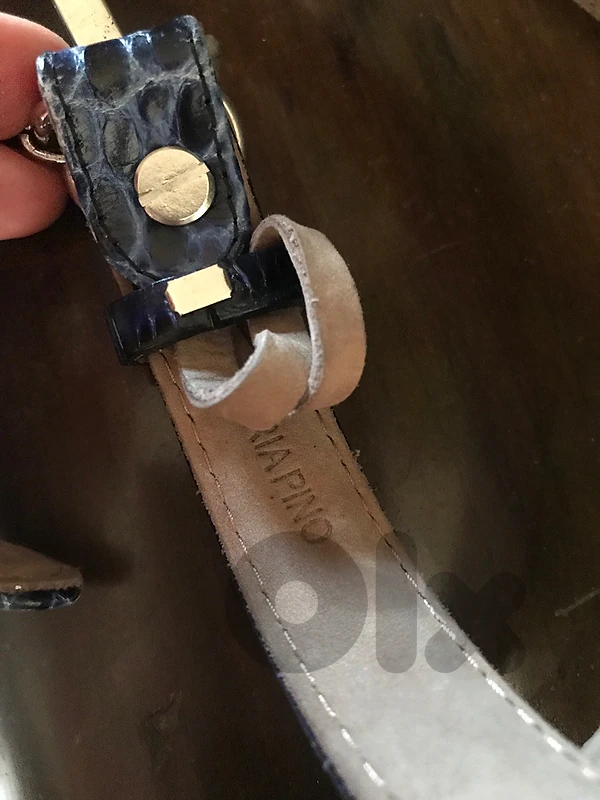 blue real leather belt