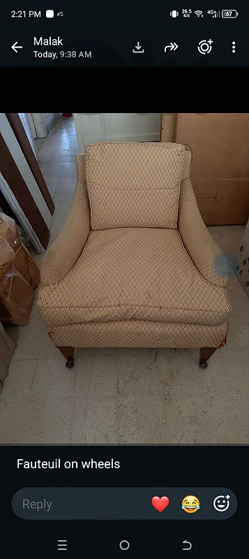 Yellow fauteuil on wheels