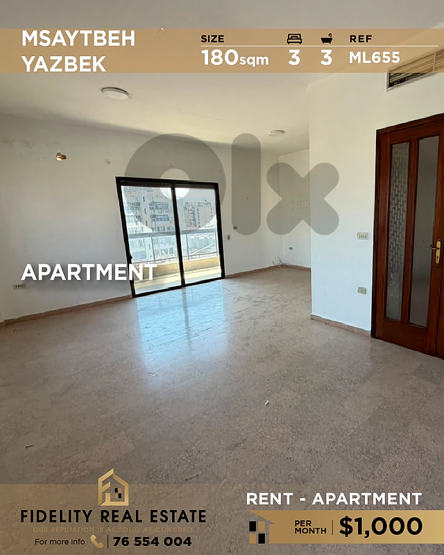 Apartment for rent in MSaytbeh ML655 شقة  للإيجار في مصيطبة
