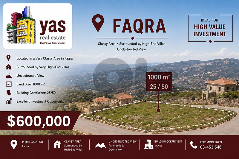 Faqra 1000m2 | Land | Classy Area | Unlockable View | WA
