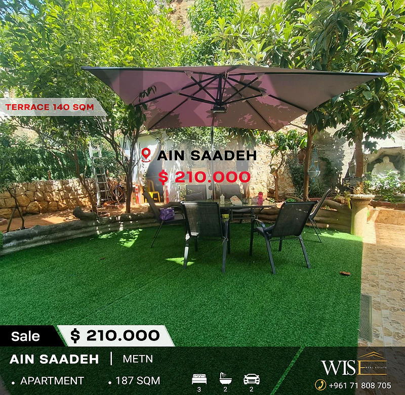 🏡 187 SQM Apartment with Terrace for SALE in Ain Saadeh!