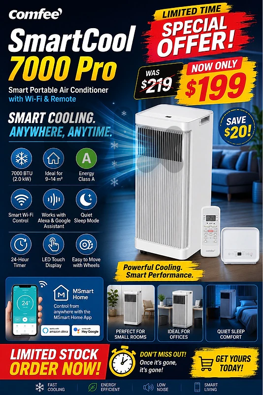 ❄️ Comfee SmartCool 7000 Pro – Stay Cool, Stay Smart!