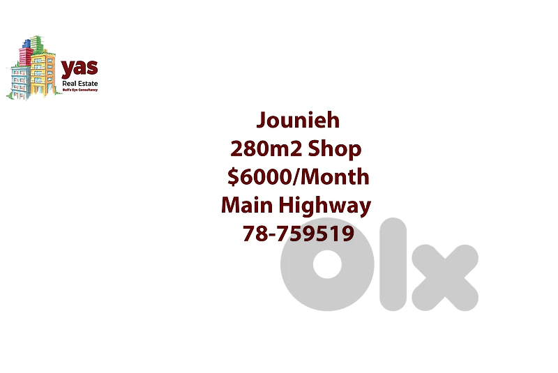 Jounieh 280m2 | Shop | Rent | Prime Location | Main Street | RH