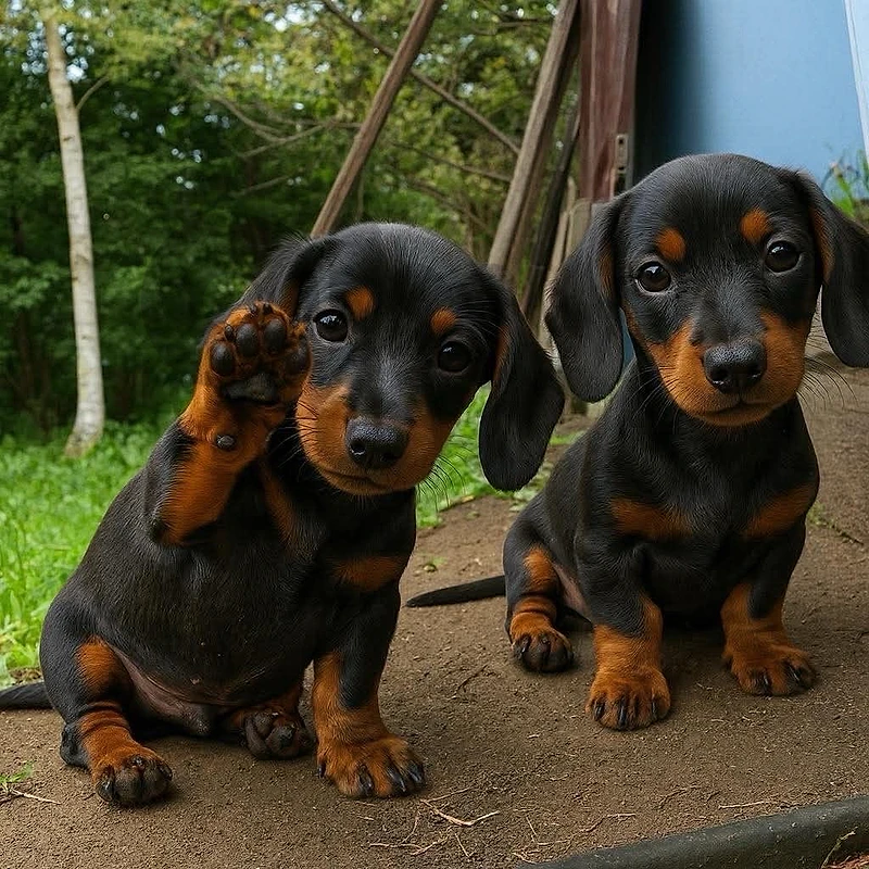 Dachshund black & tan pure breed imported available / Dog / كلاب