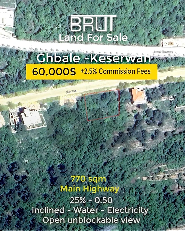 770 sqm Land for sale in Ghbele Keserwan