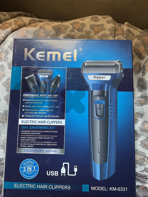 kemei 3 in 1  hair clipper trimmer for beard and nose