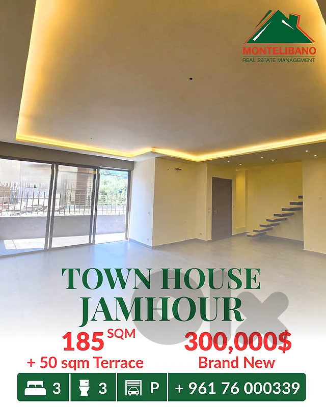 185 sqm Town House For Sale in Jamhour جمهور with 50 sqm Terrace