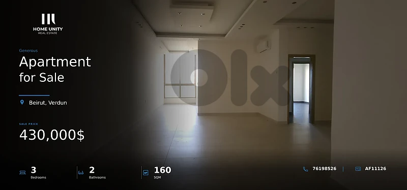 3-bedrooms Apartment for Sale , located in Verdun , Beirut