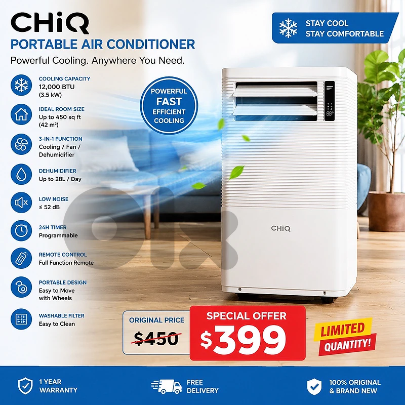 Chiq Portable AC 12000 BTU كفالة شركة