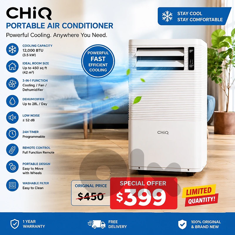 Chiq Portable AC 12000 BTU كفالة شركة