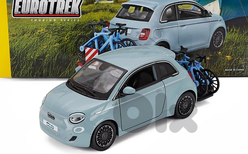 Fiat 500e with bicycles diecast car model 1;24