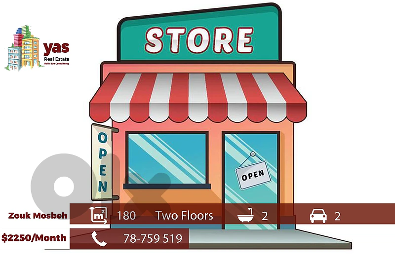 Zouk Mosbeh 180m2 | Two Floors Shop | Rent | Main Street | RH/EH