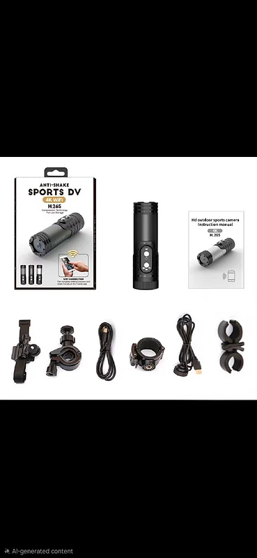 Action camera 4k with anti-shake and wifi, gun mount included