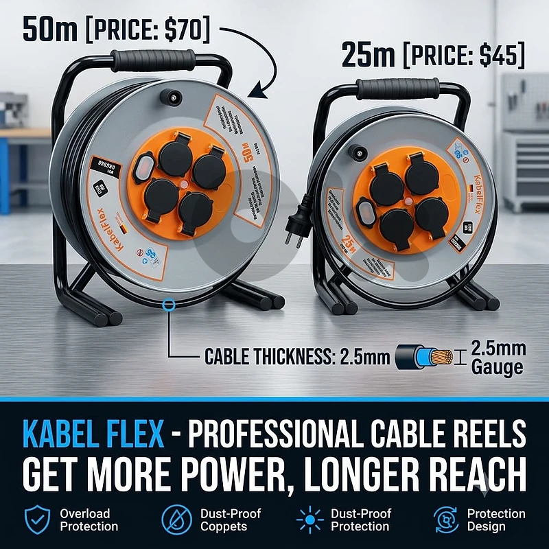 cable reel 2.5mmx25meter وصلة كهرباء