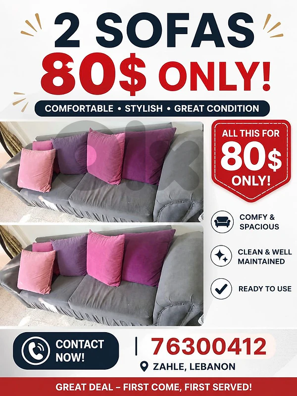 80$ only 2 big sofas