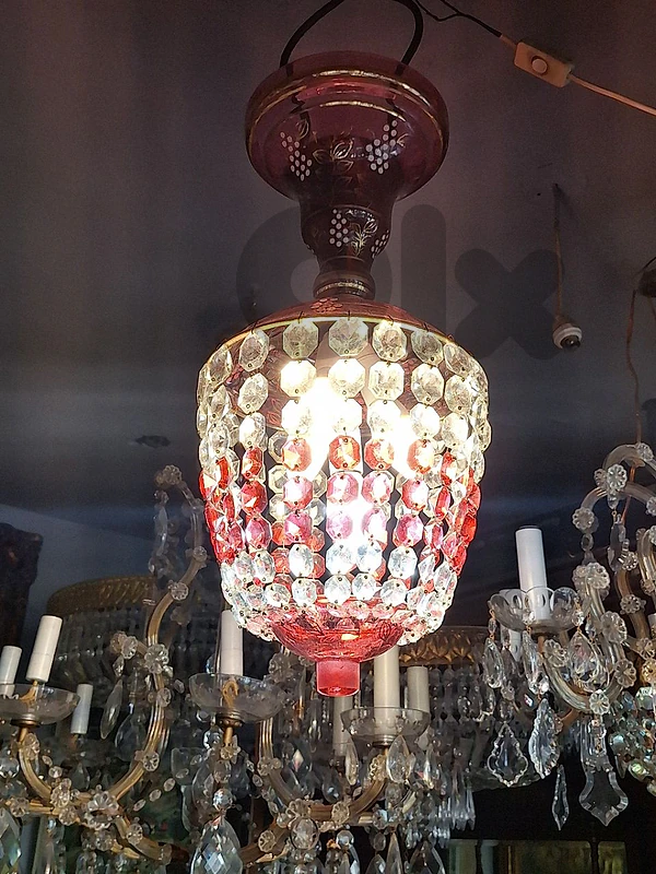 czech bohemian rubby crystal chandelier