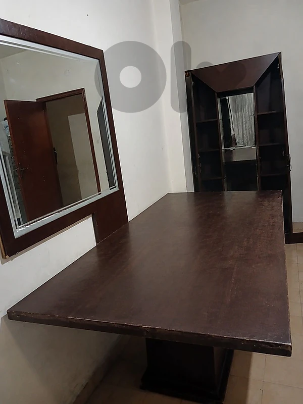 Large Dining Room Set – Table, Vitrine and Wall Mirror