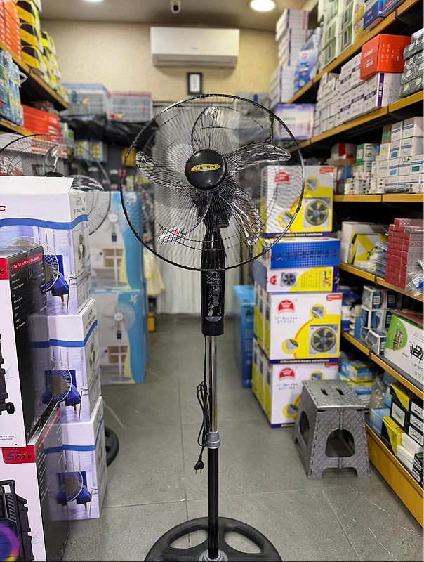 black 18-inch Crown stand fan