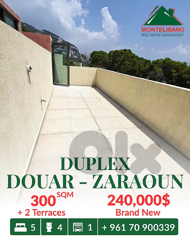 Brand New 300 sqm Duplex For Sale in Douar with 2 Terraces