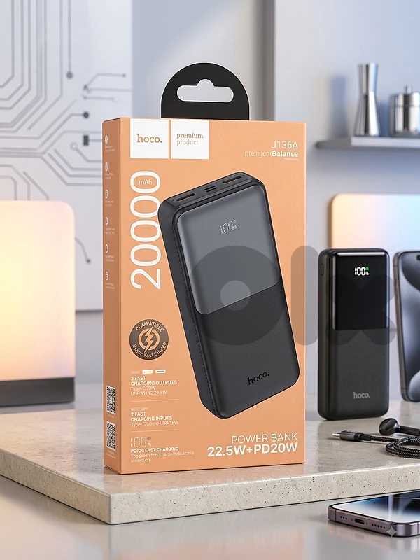 Hoco J136A 20000mAh 22.5W Fast Charging Power Bank