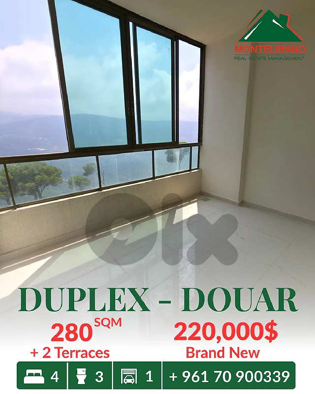 Brand New 280 sqm Duplex For Sale in Douar with 2 Terraces